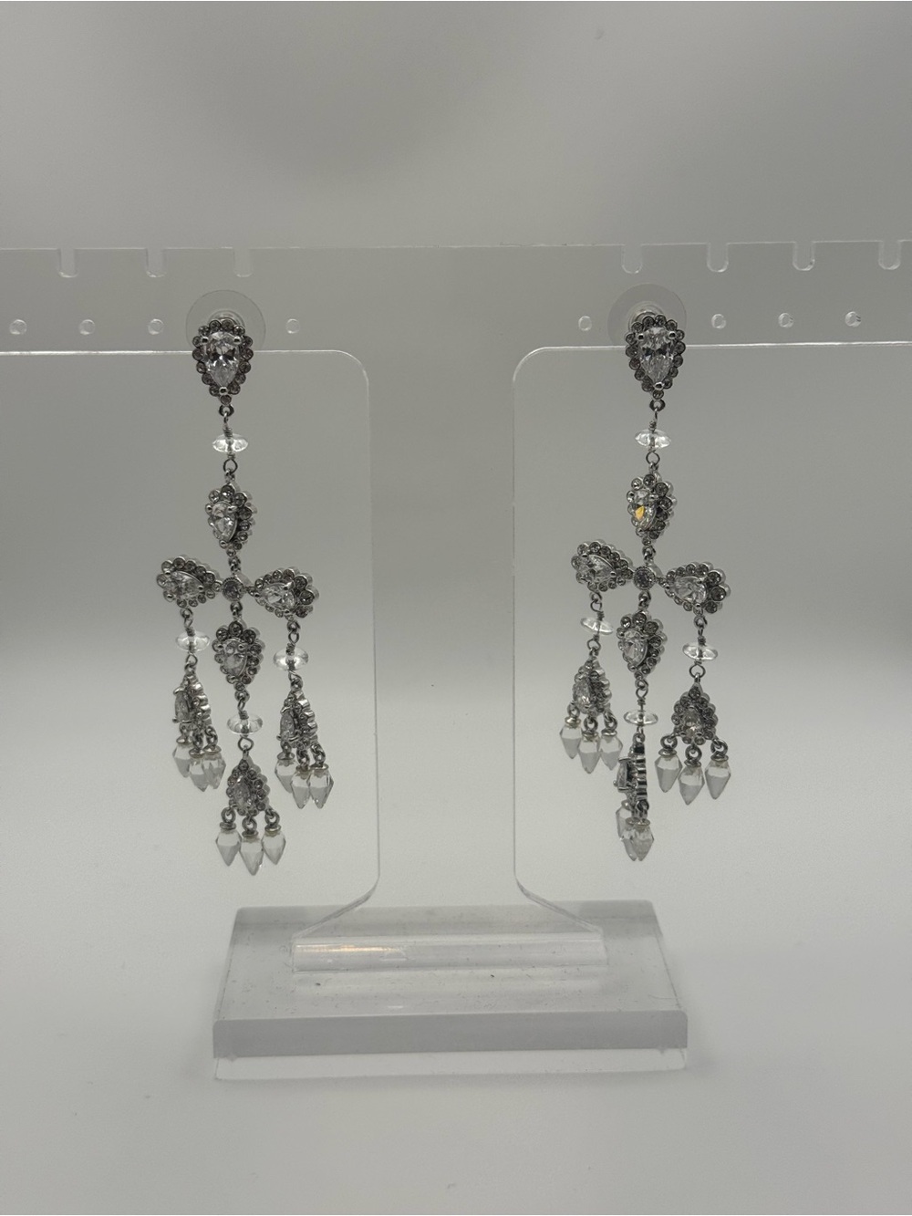 Silver Crystal Chandelier Drop Earrings - Brand: